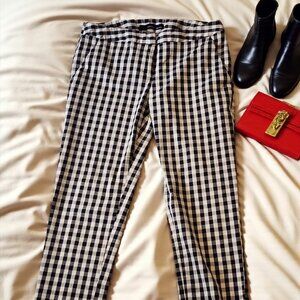 Amanda + Chelsea Gingham Slim Pants | Size 2 | Retro Mod Check Office Chic
